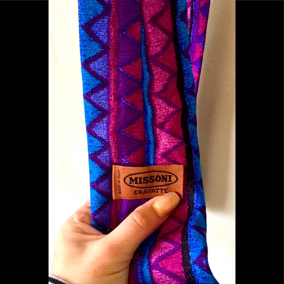 💖Vintage Men’s Missoni Gravate 80’s vibrant Mosaic Silk Tie